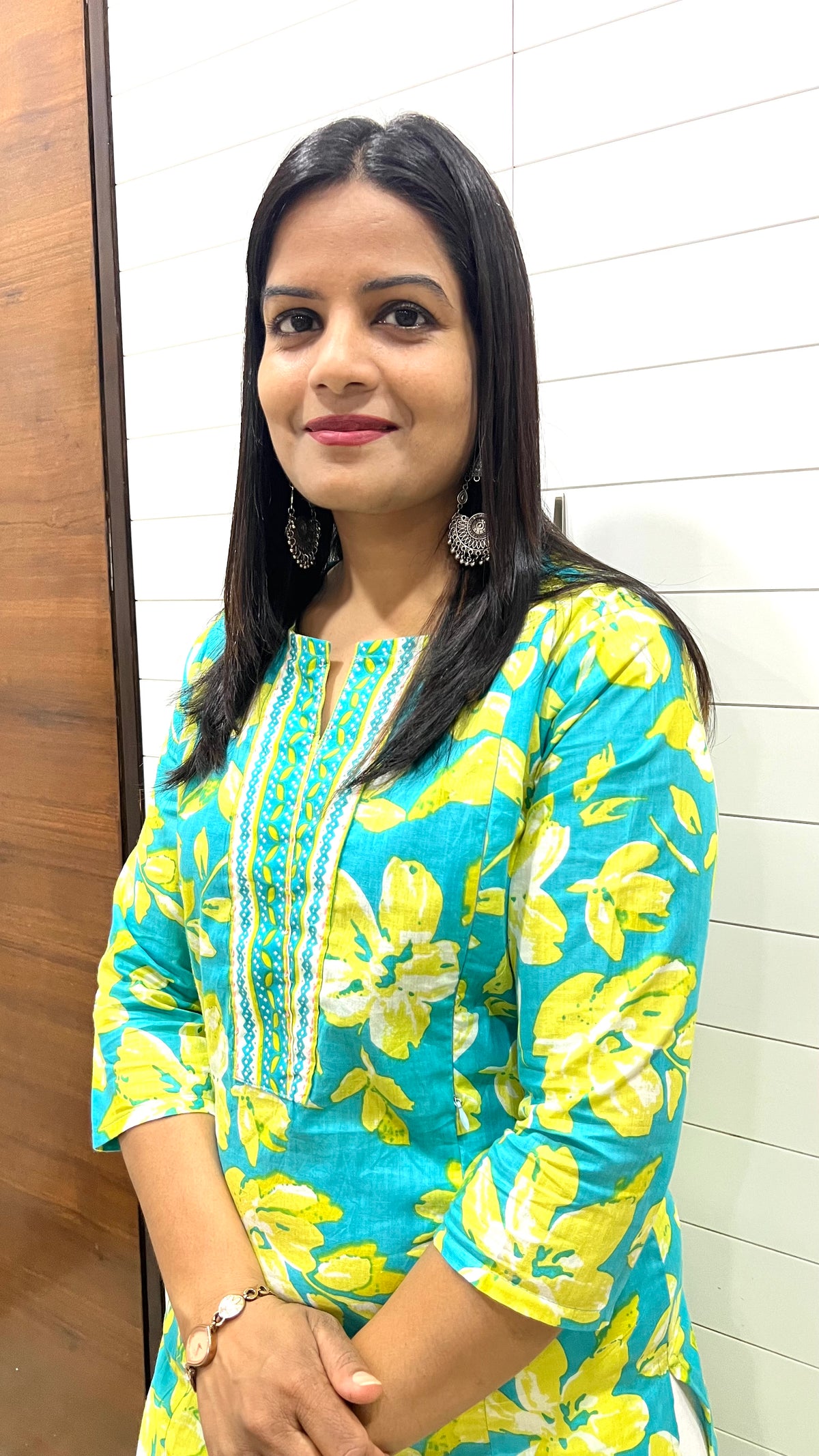 MUMZHUG Green Jaipuri Print Pure Cotton Feeding Kurta | Nursing & Maternity Wear
