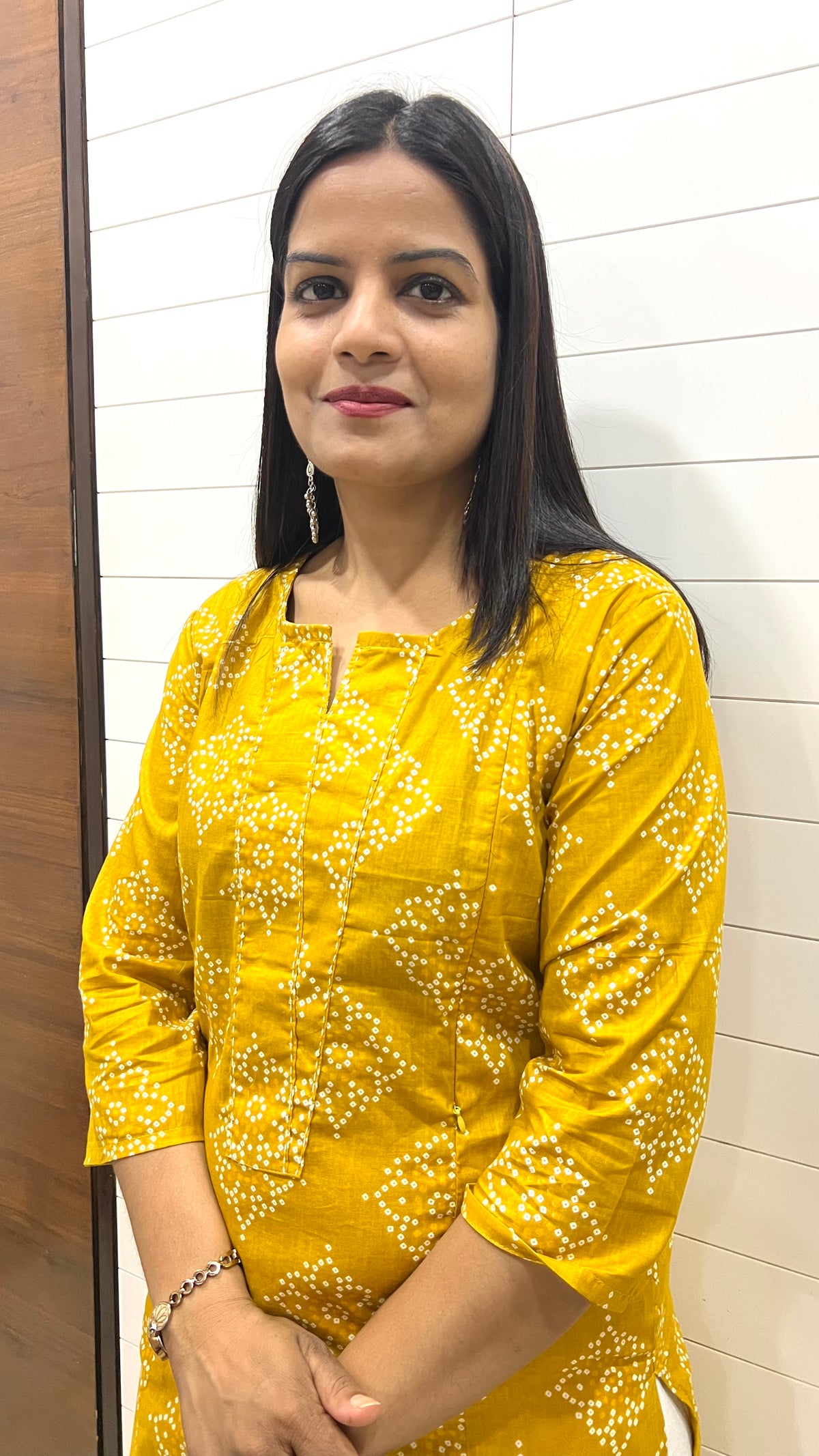 MUMZHUG Mustard Jaipuri Bandhej Print Pure Cotton Feeding Kurta | Nursing & Maternity Wear