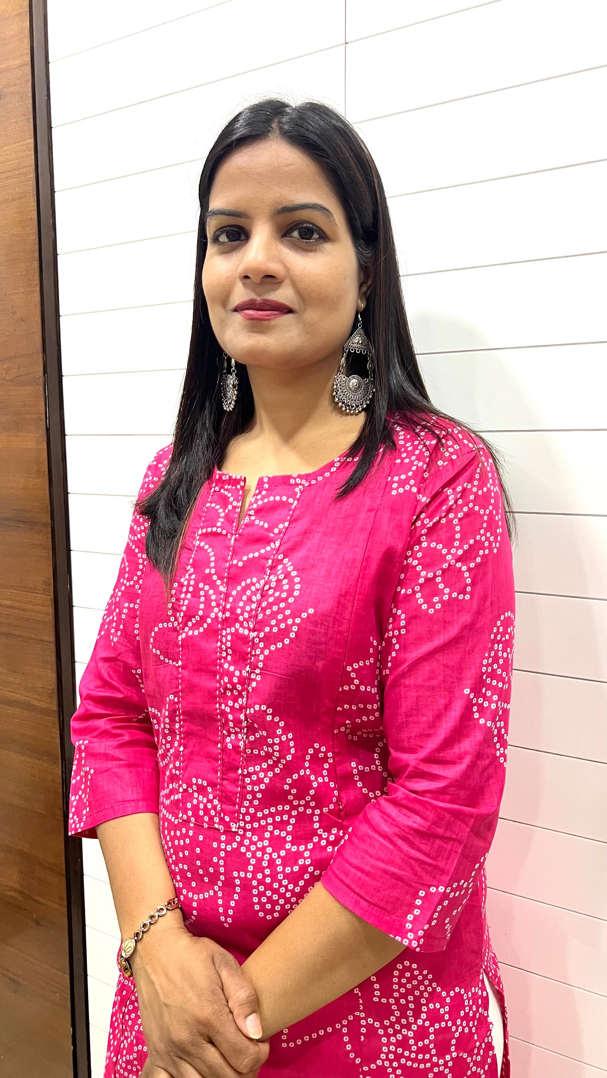 MUMZHUG Pink Jaipuri Bandhej Print Pure Cotton Feeding Kurta | Nursing & Maternity Wear