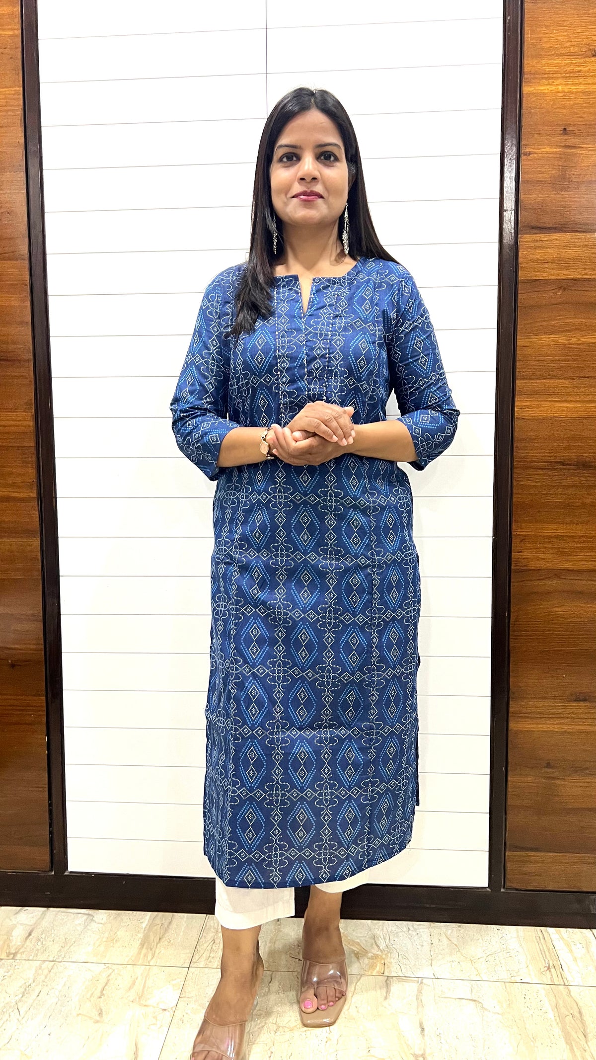 MUMZHUG Blue Jaipuri Bandhej Print Pure Cotton Feeding Kurta | Nursing & Maternity Wear