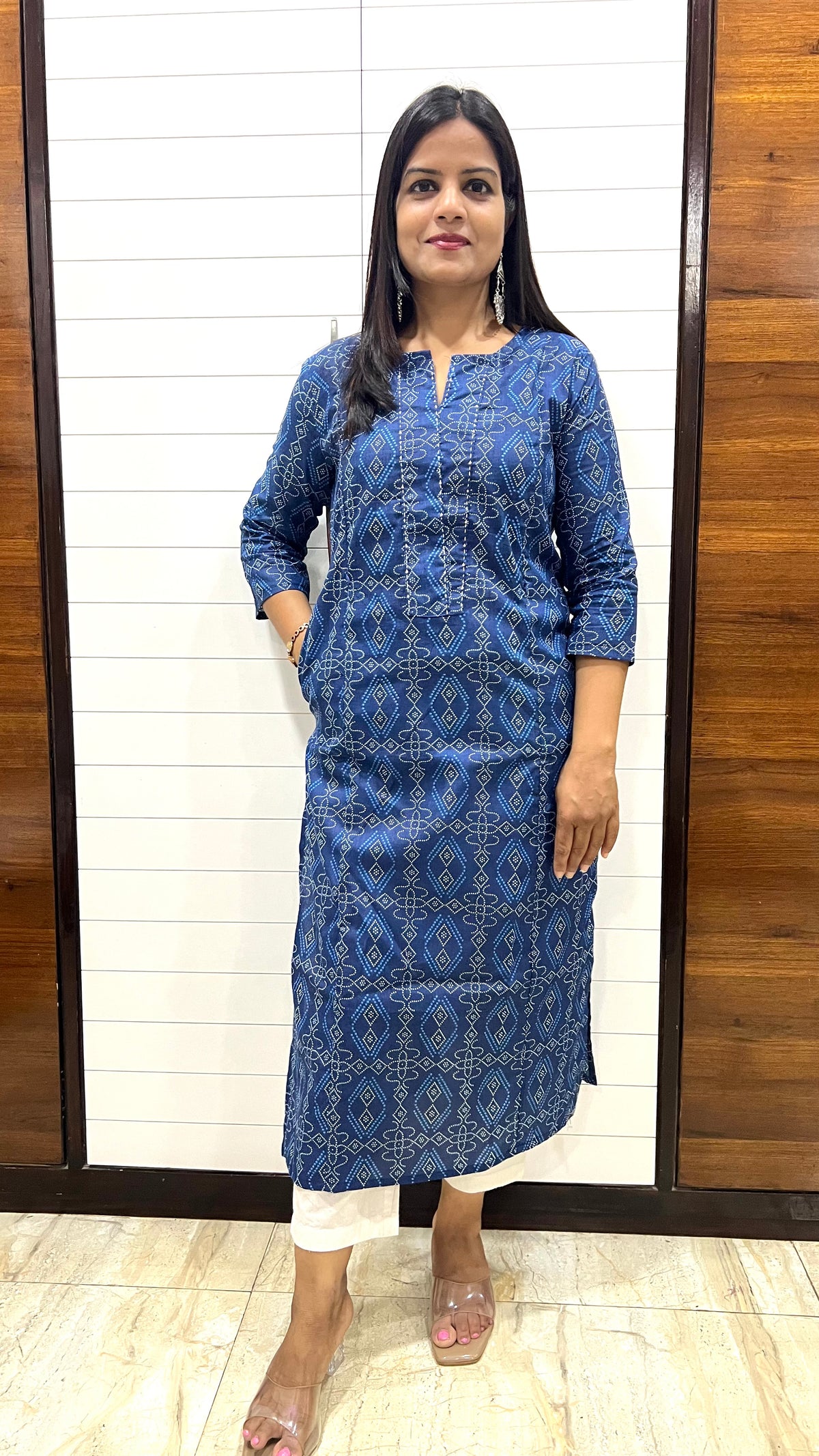 MUMZHUG Blue Jaipuri Bandhej Print Pure Cotton Feeding Kurta | Nursing & Maternity Wear
