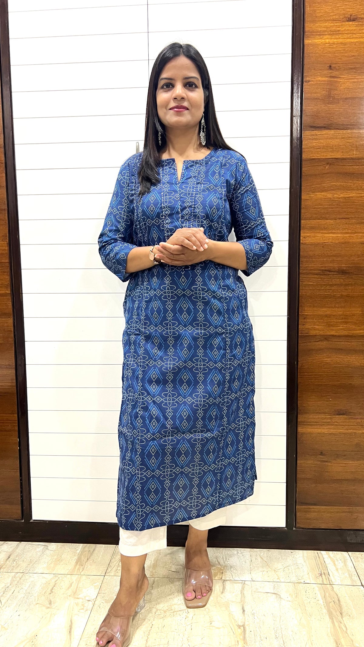 MUMZHUG Blue Jaipuri Bandhej Print Pure Cotton Feeding Kurta | Nursing & Maternity Wear