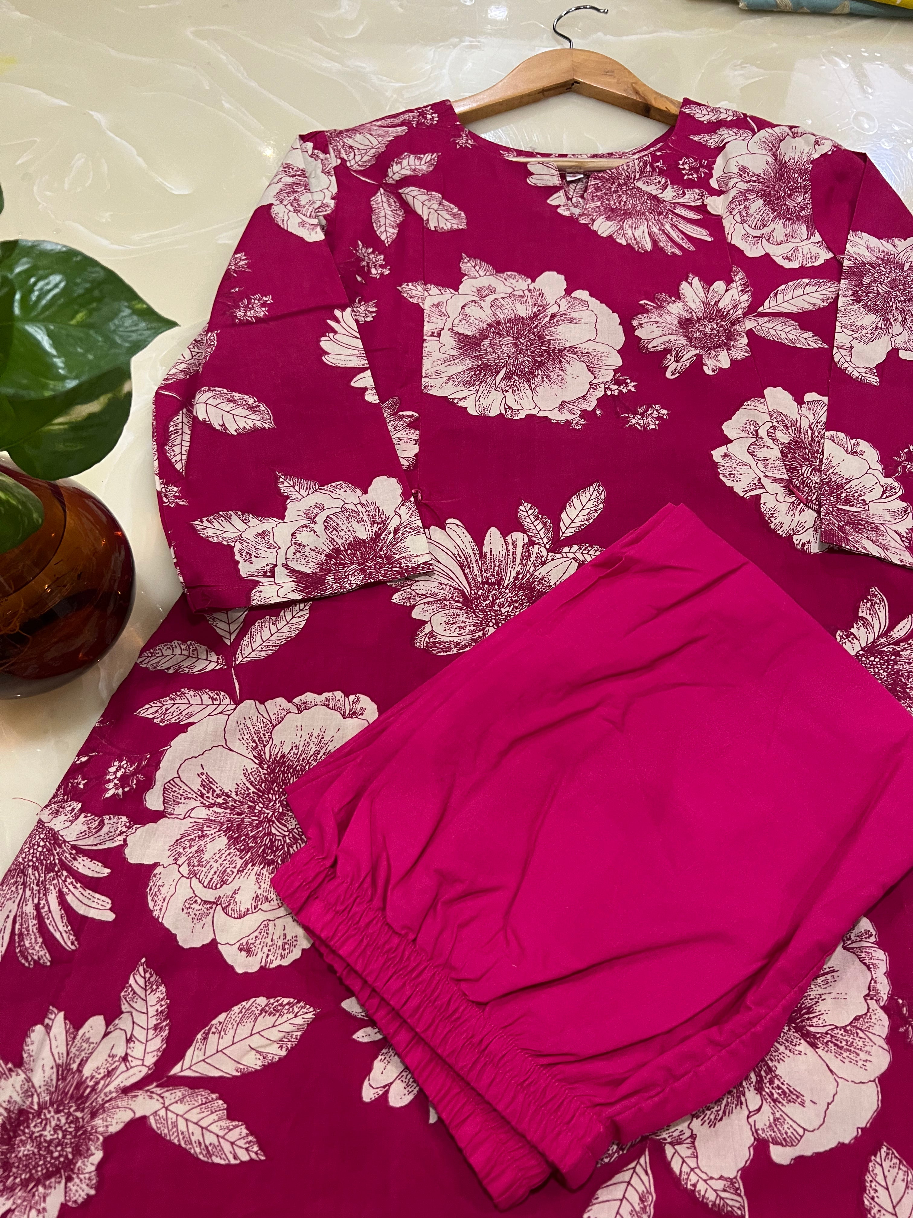 Pure Cotton Printed A-line Co-Ord Sets for Feeding and Maternity Purpose