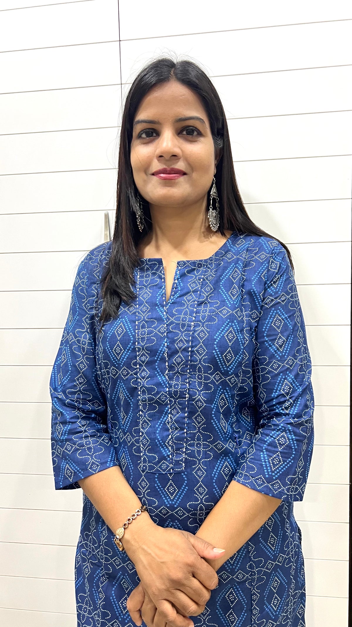 MUMZHUG Blue Jaipuri Bandhej Print Pure Cotton Feeding Kurta | Nursing & Maternity Wear