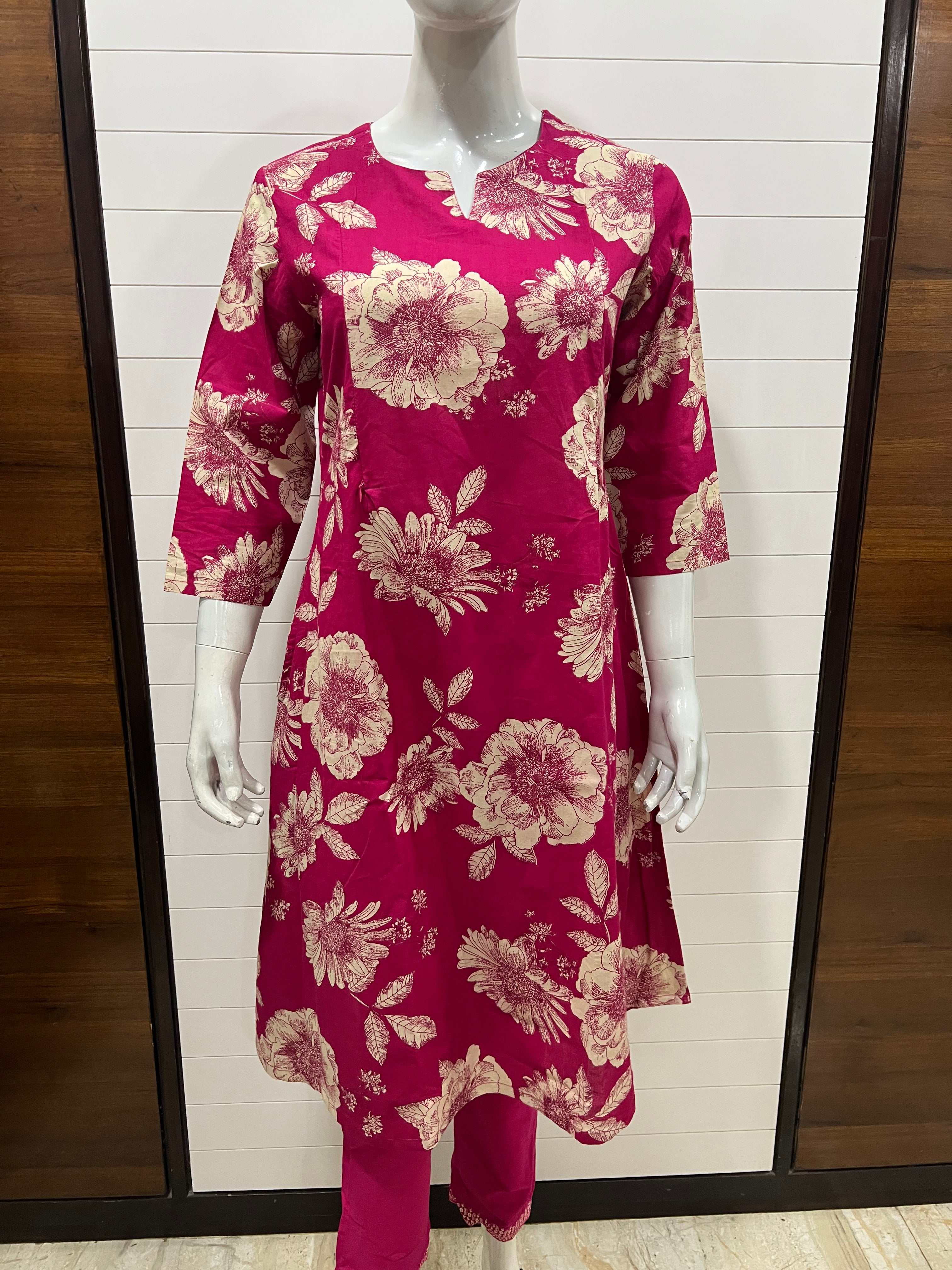 Pure Cotton Printed A-line Co-Ord Sets for Feeding and Maternity Purpose