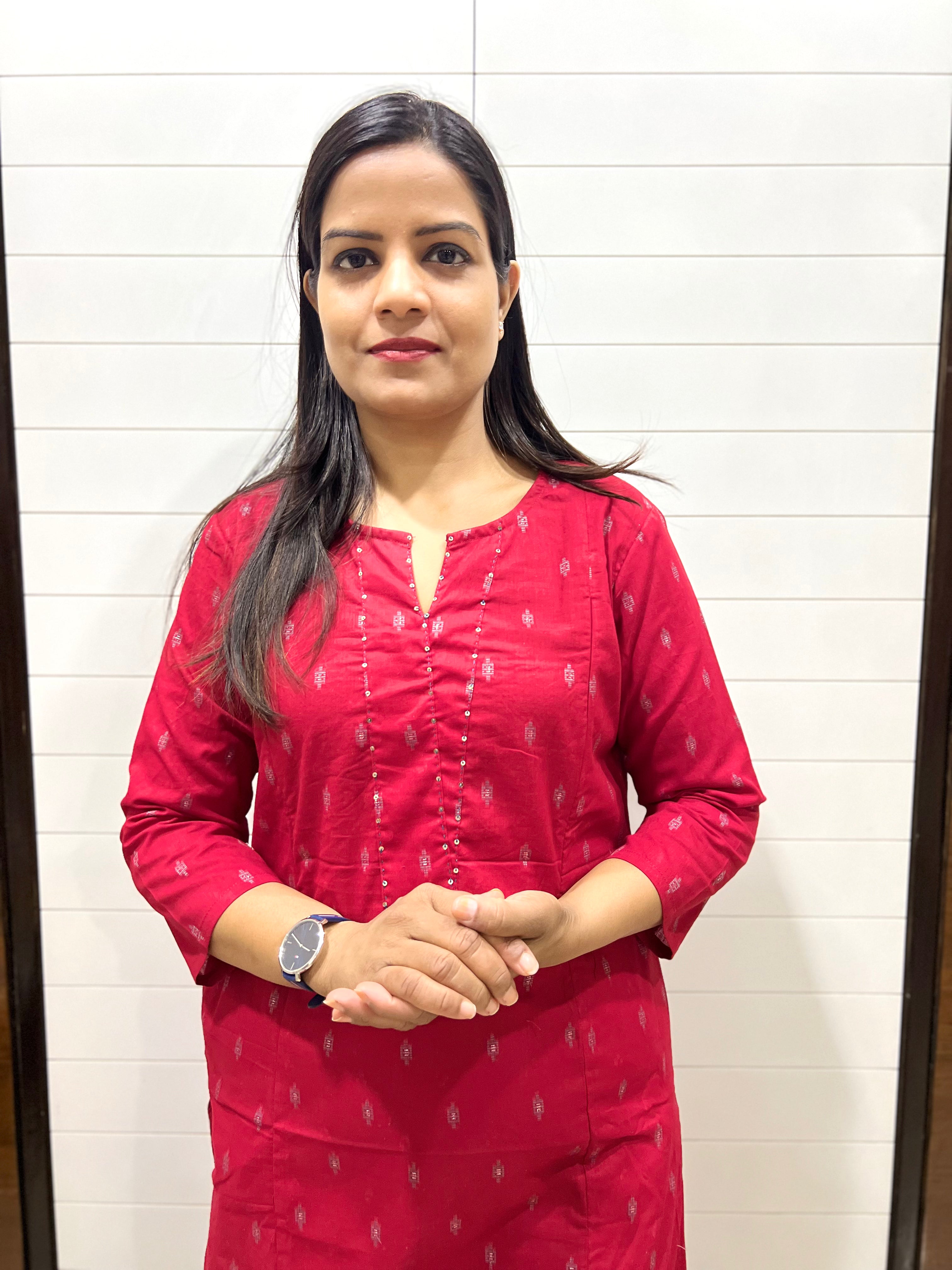 Mumzhug Red Colored Pure Cotton Feeding Kurta