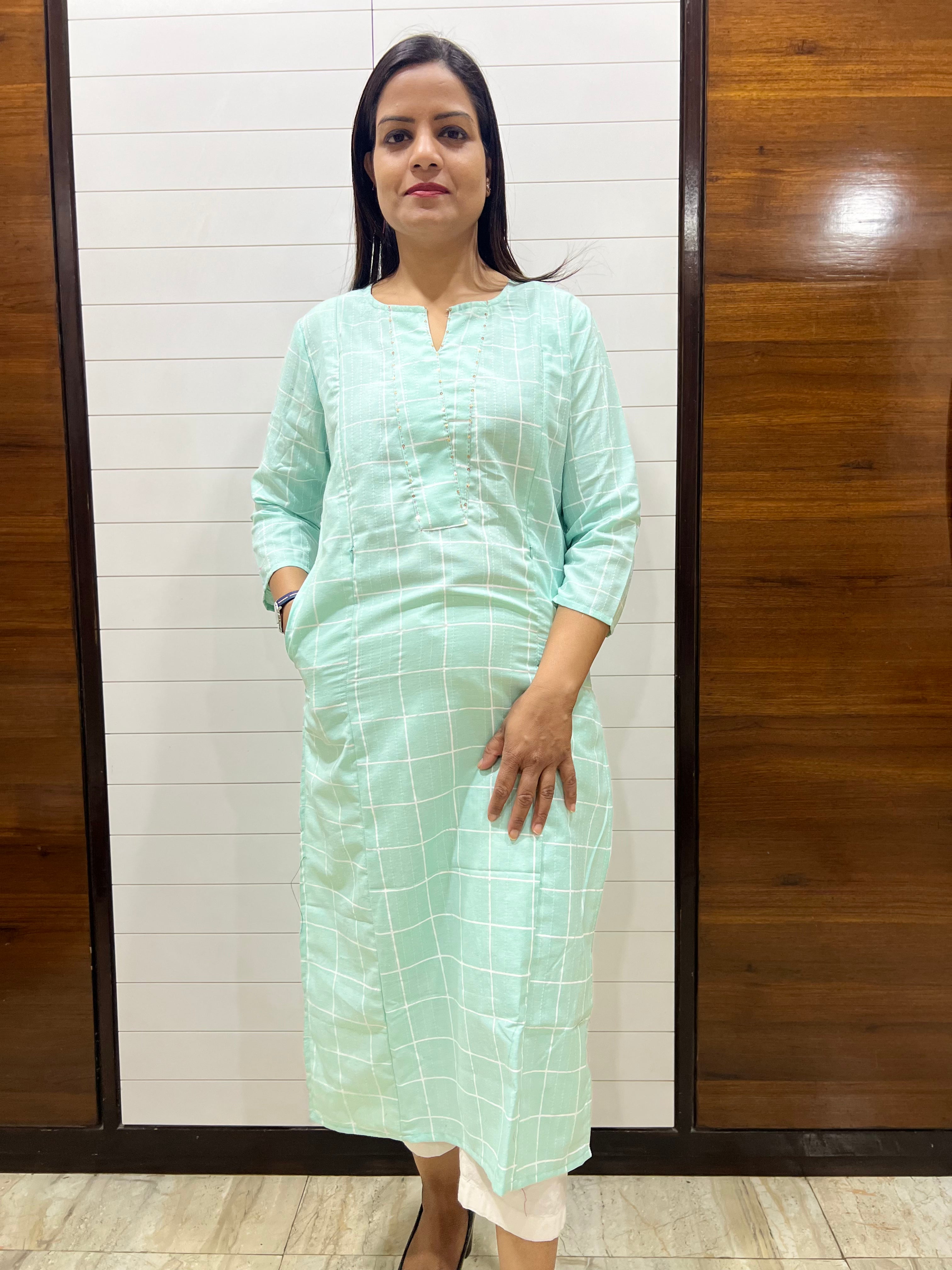 Mumzhug Cotton Yarn Dyed Feeding Kurta