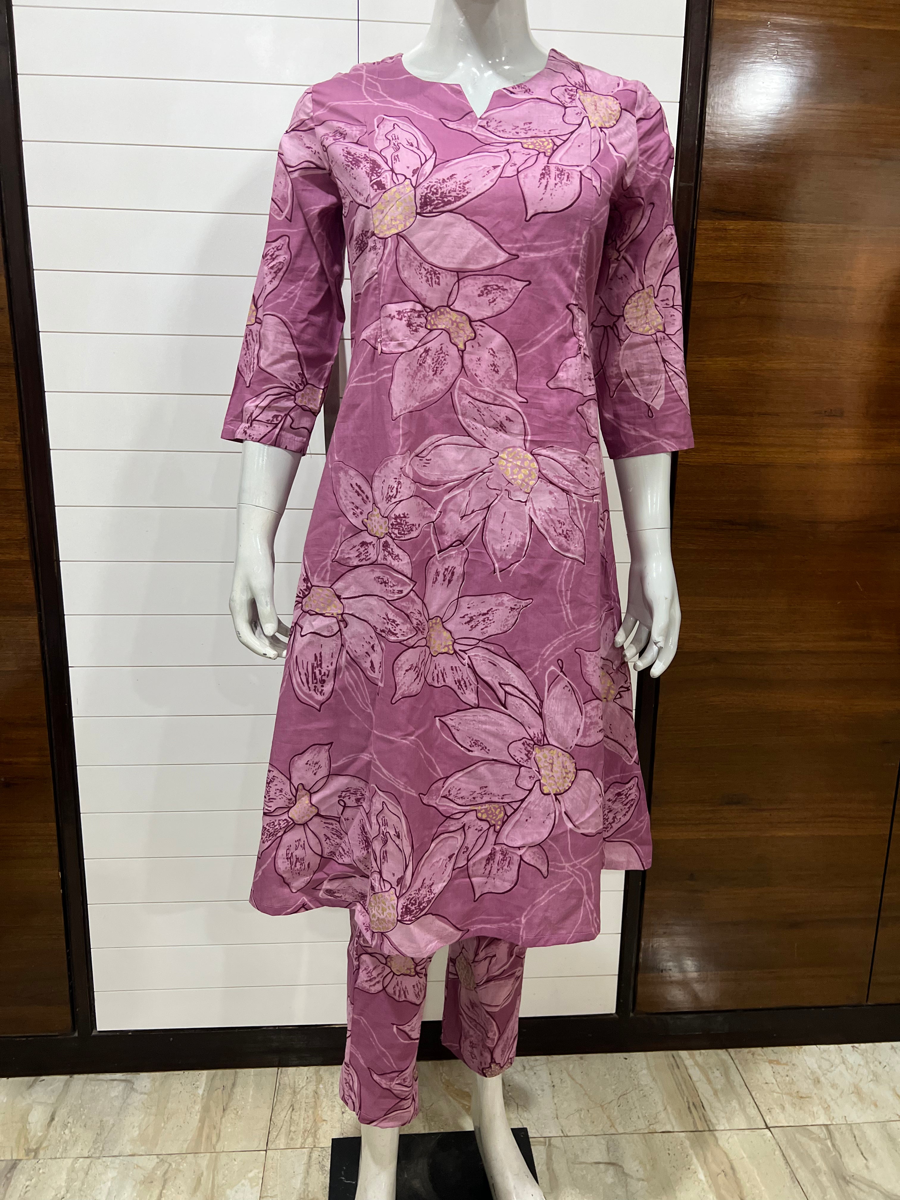 Pure Cotton Printed A-line Co-Ord Sets for Feeding and Maternity Purpose