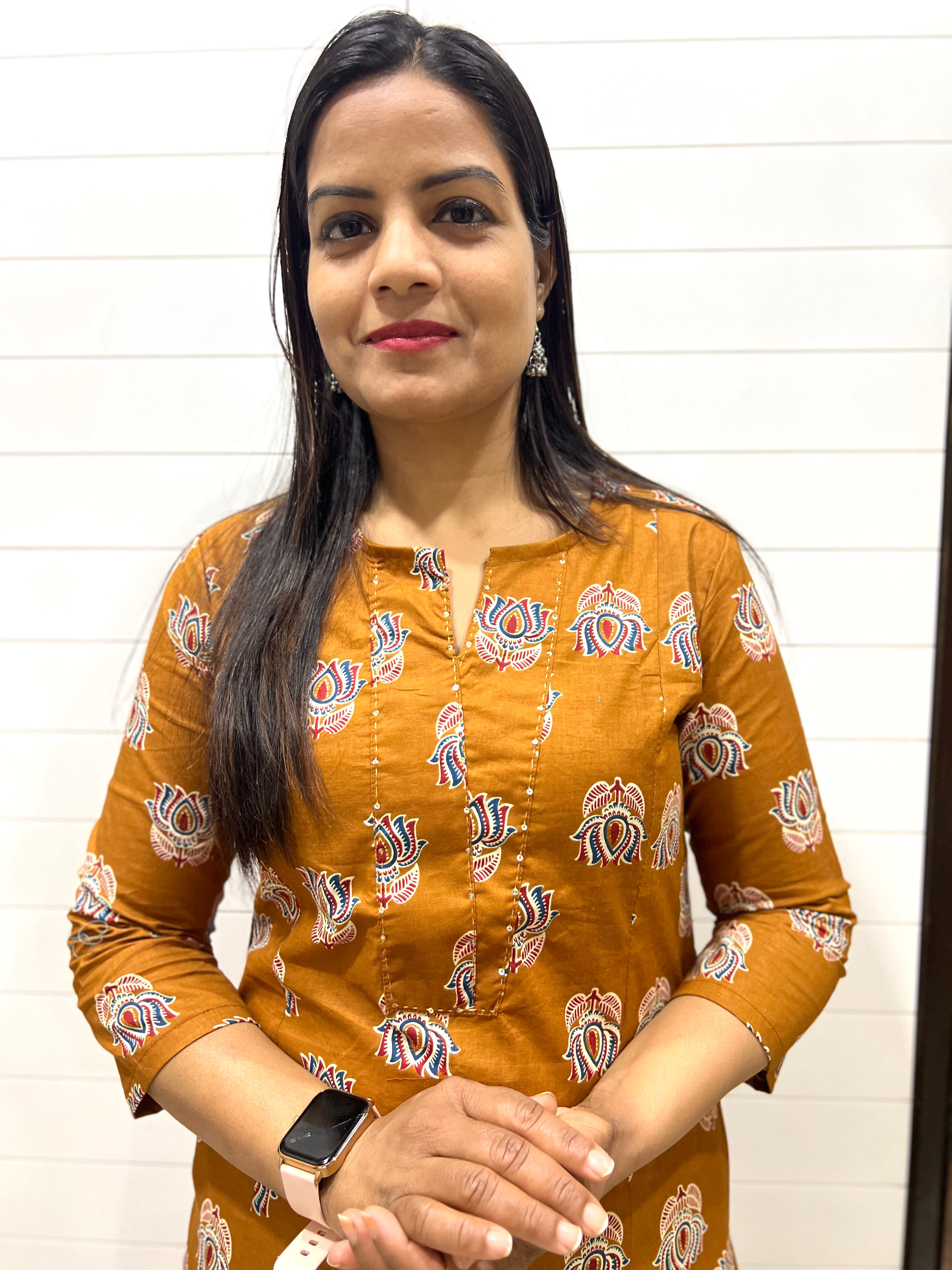 Mumzhug Mustard Color Pure Cotton Feeding Kurta