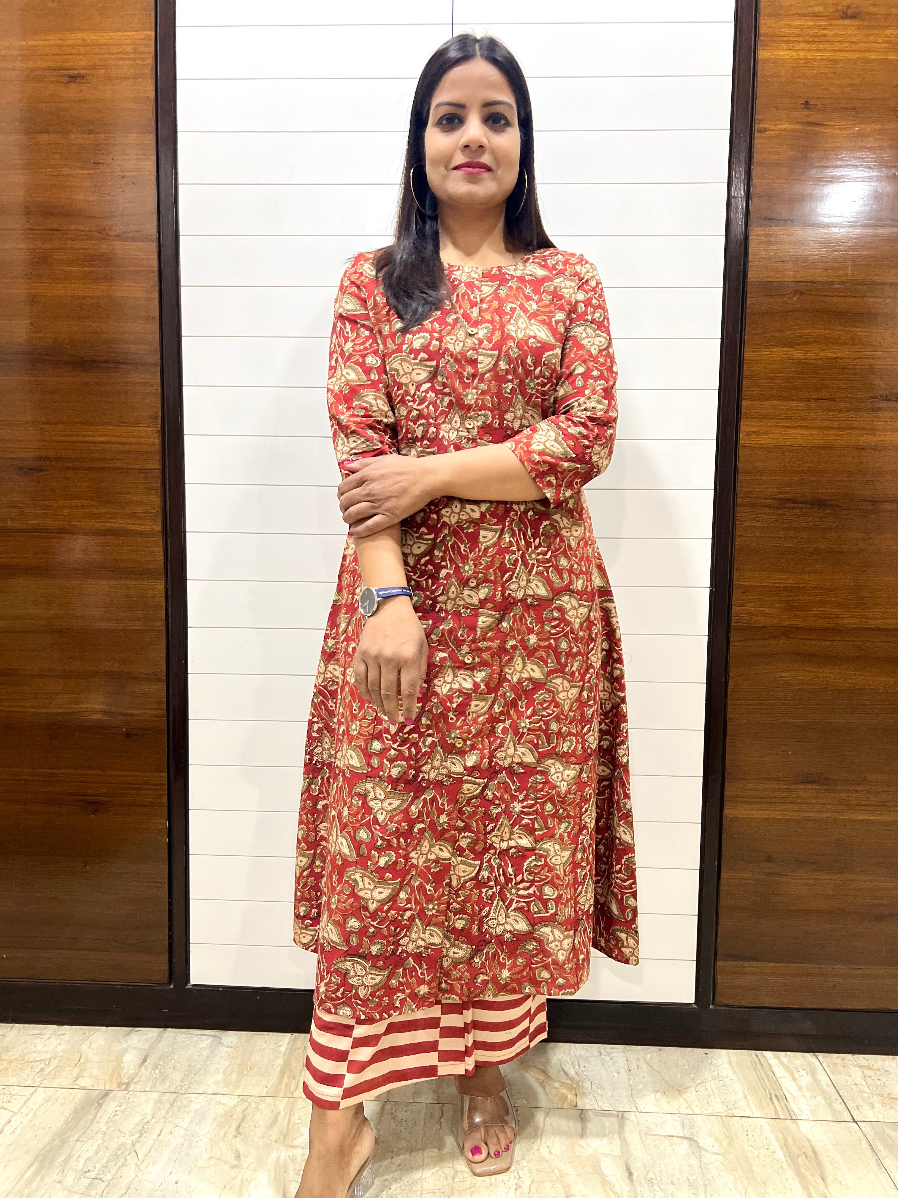 Mumzhug Pure Cotton Jaipuri Hand Block Print Feeding Cord Set with Side Pocket