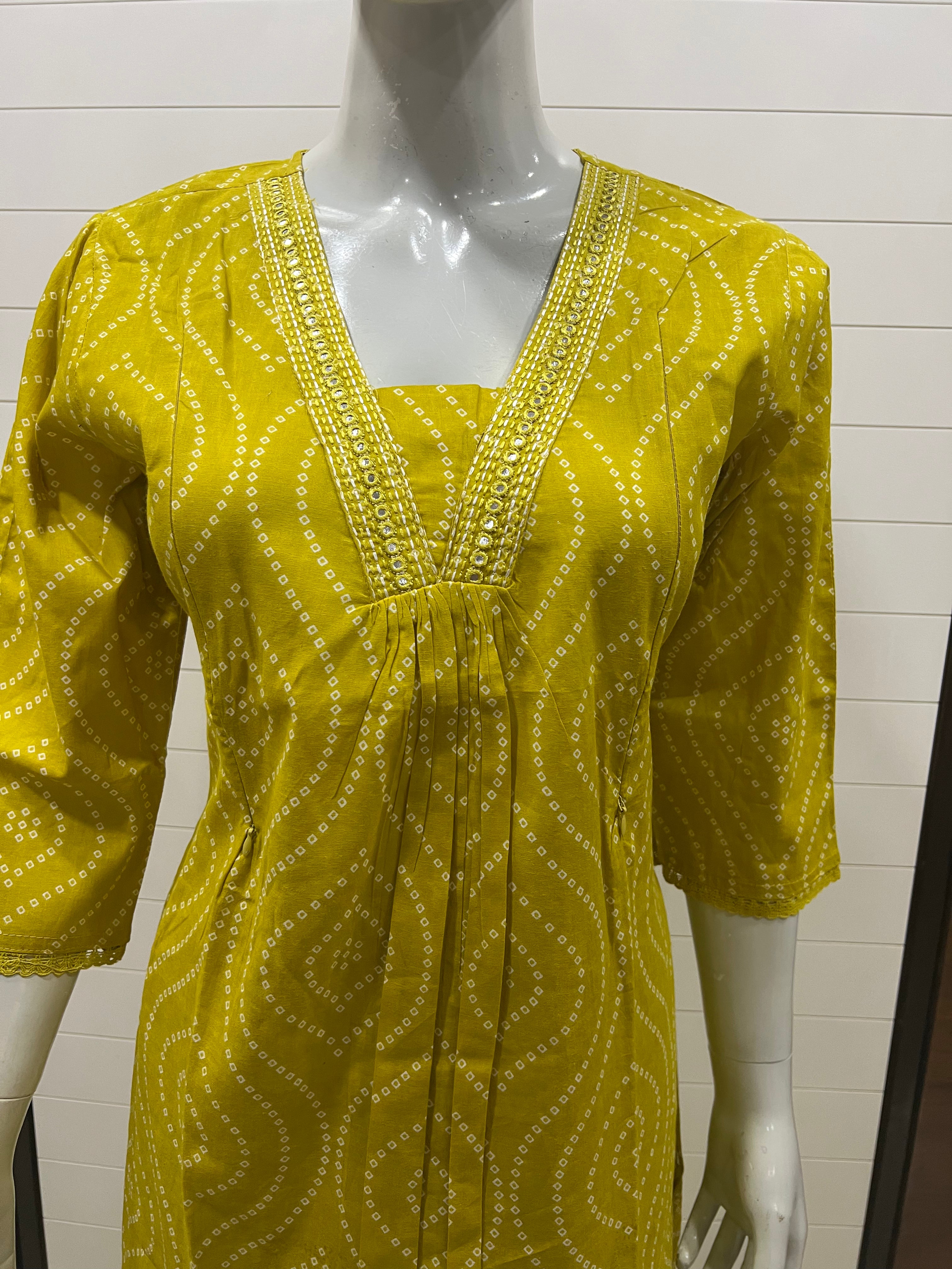 Pure Cotton Bandhej Print Flared Kurta Pant and Dupatta for Feeding and Maternity Purpose