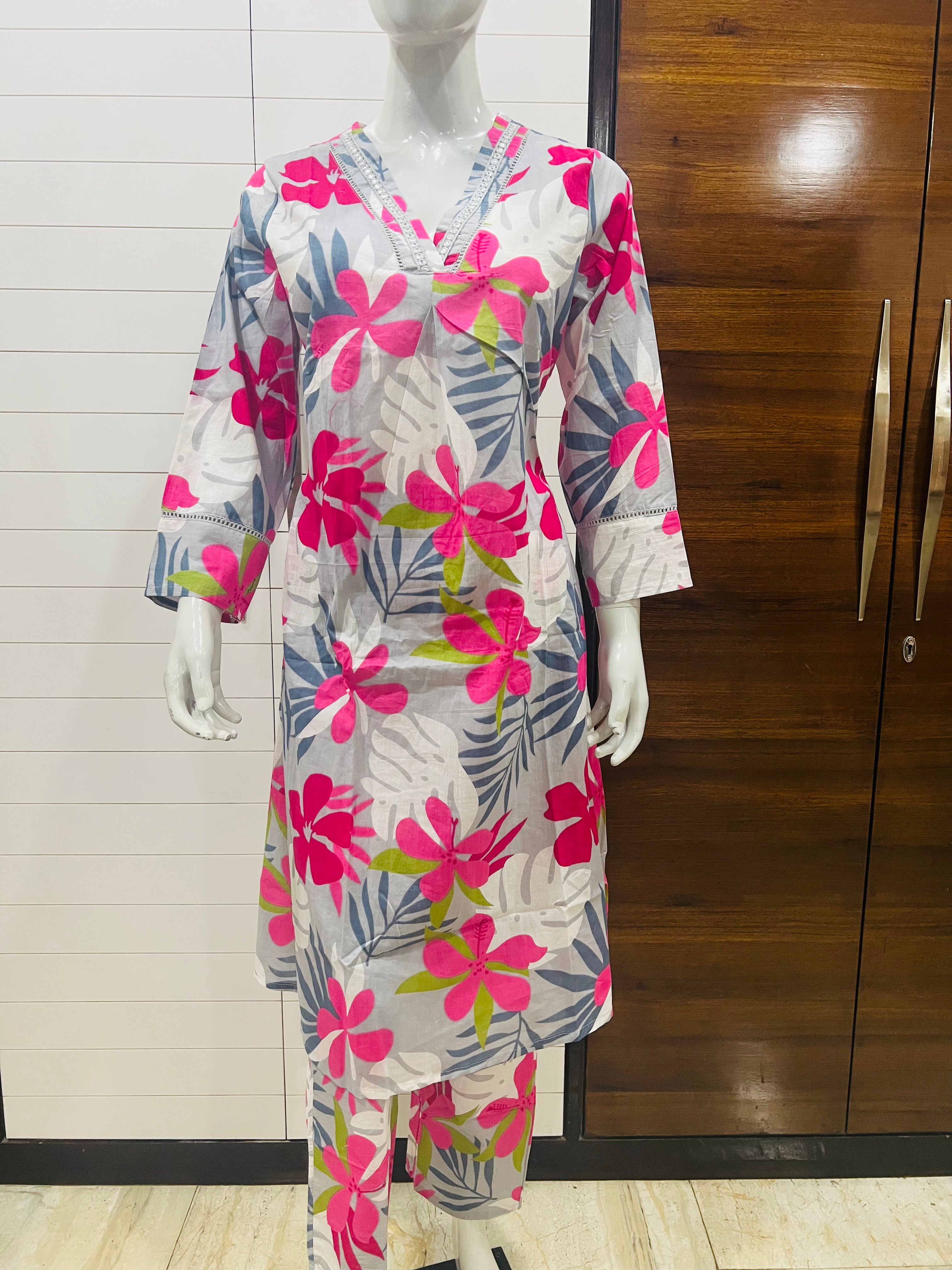 Pure Cotton Printed Cord Set With Both Sided Feeding Zipper