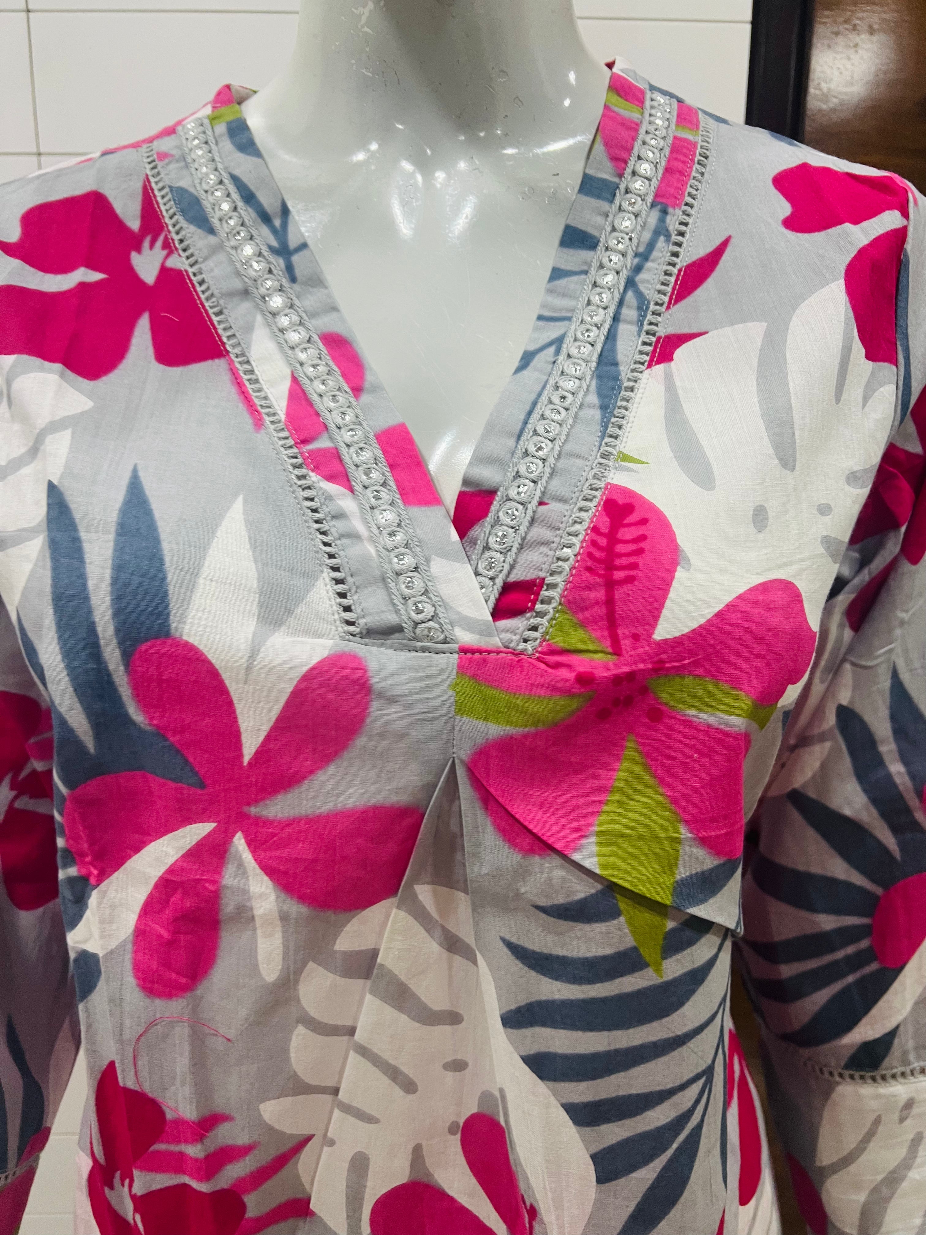 Pure Cotton Printed Cord Set With Both Sided Feeding Zipper