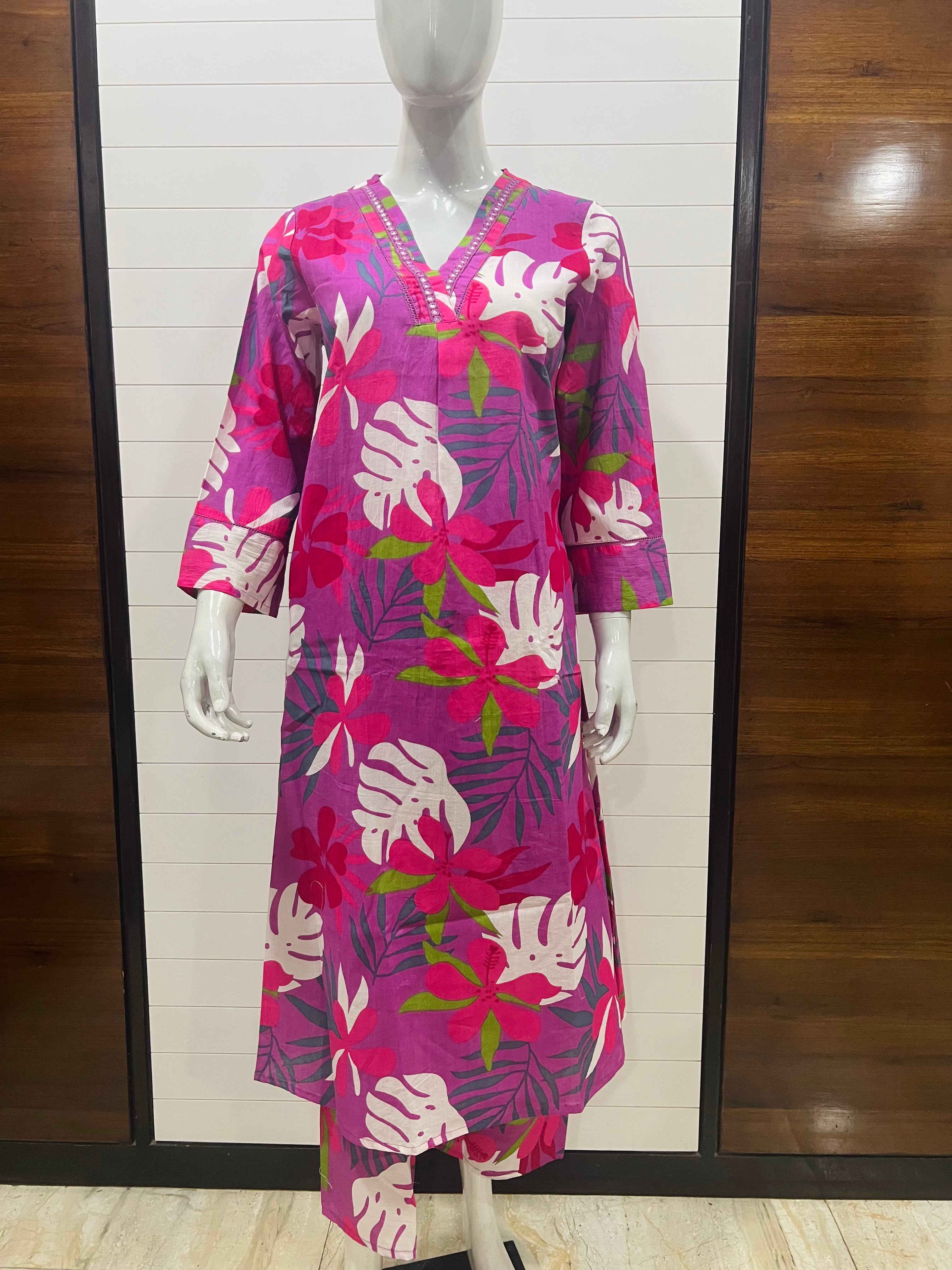 Pure Cotton Printed Cord Set With Both Sided Feeding Zipper