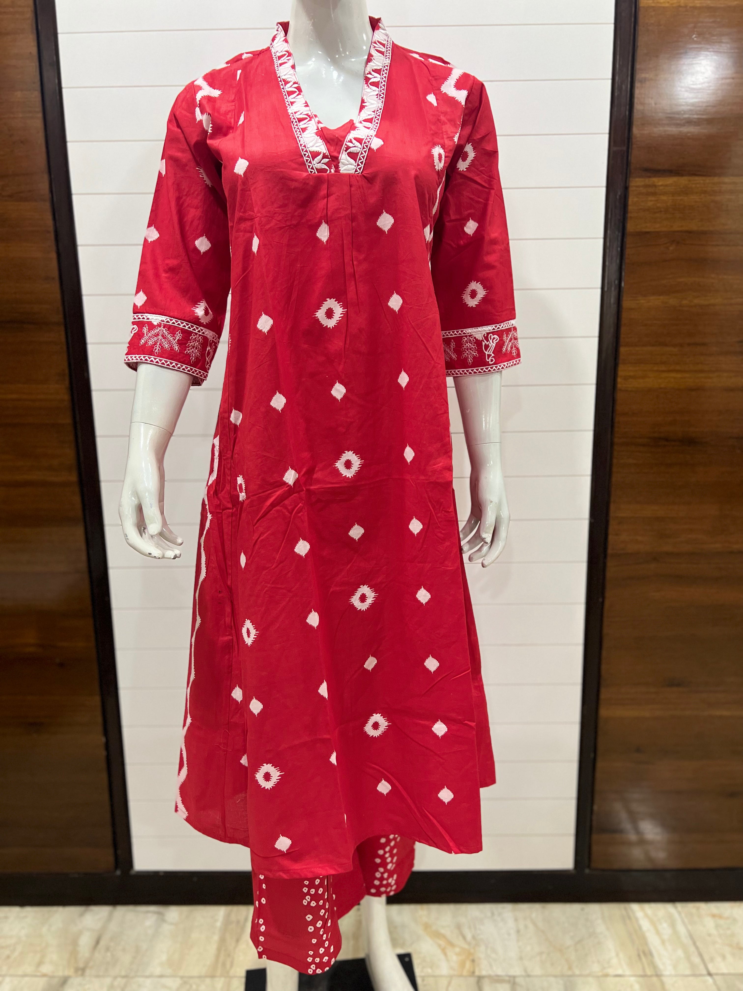 Pure Cotton A-line Kurta Pant and Dupatta Set WIth Both Sided Feeding Zipper