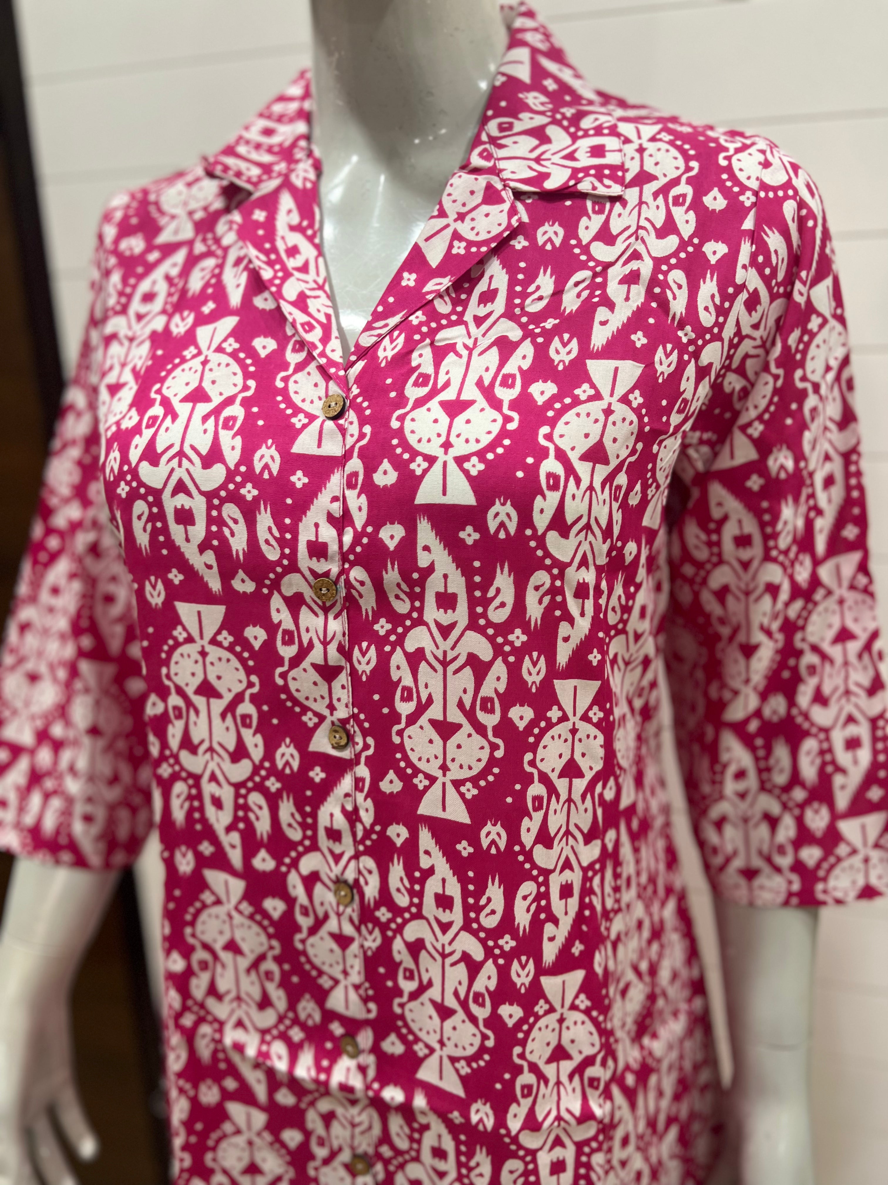 Blend Cotton Printed Cord Set With Feeding Zipper
