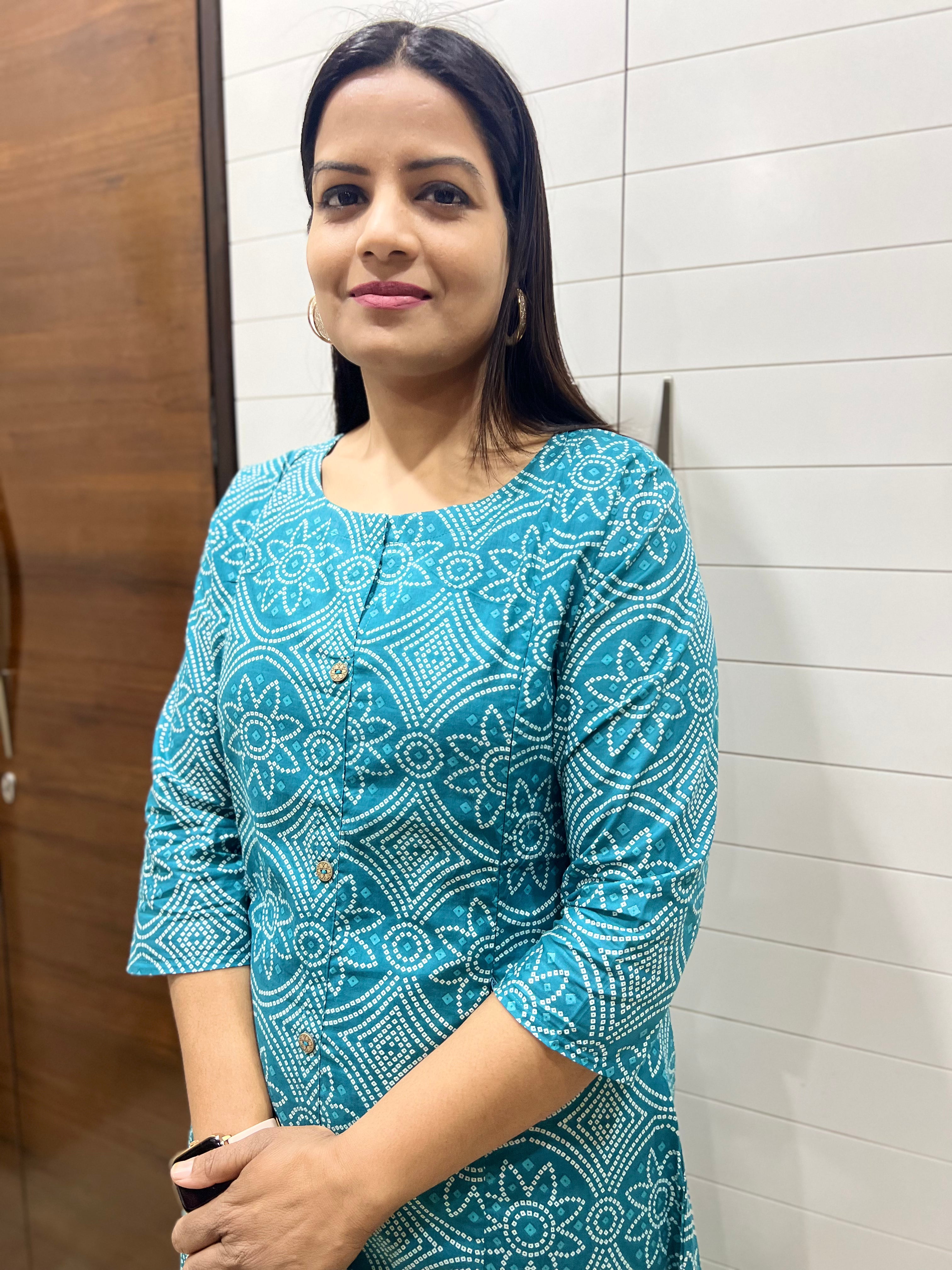 Mumzhug Pure Cotton Bandhej Jaipuri Print Feeding Cord Set