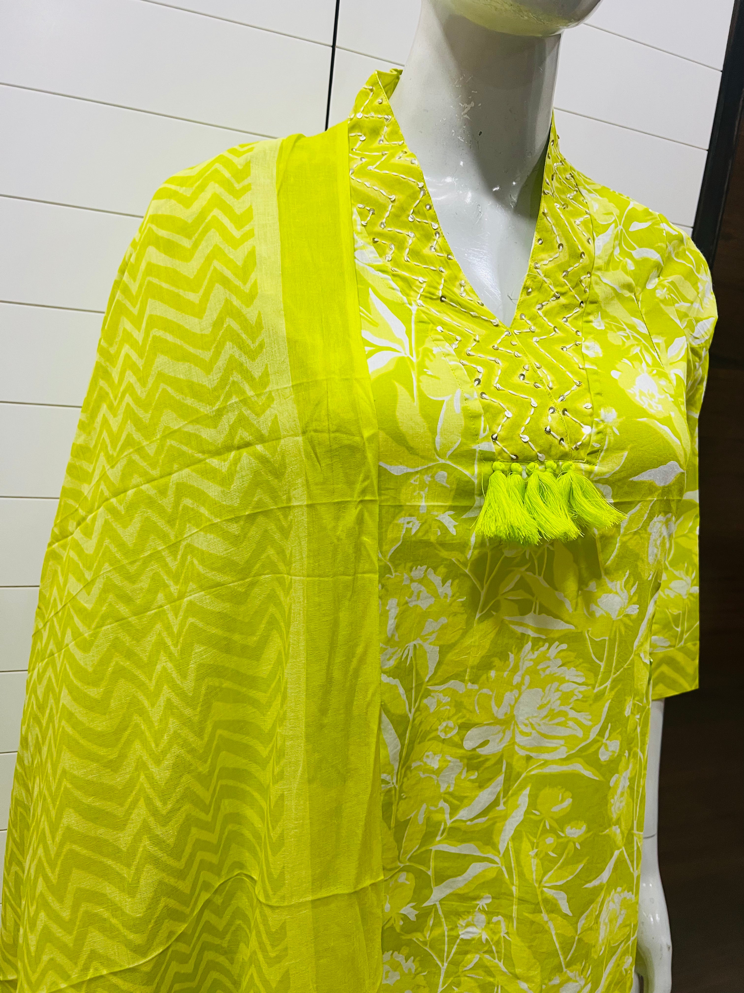 Lime Pure Cotton Feeding Suit Set