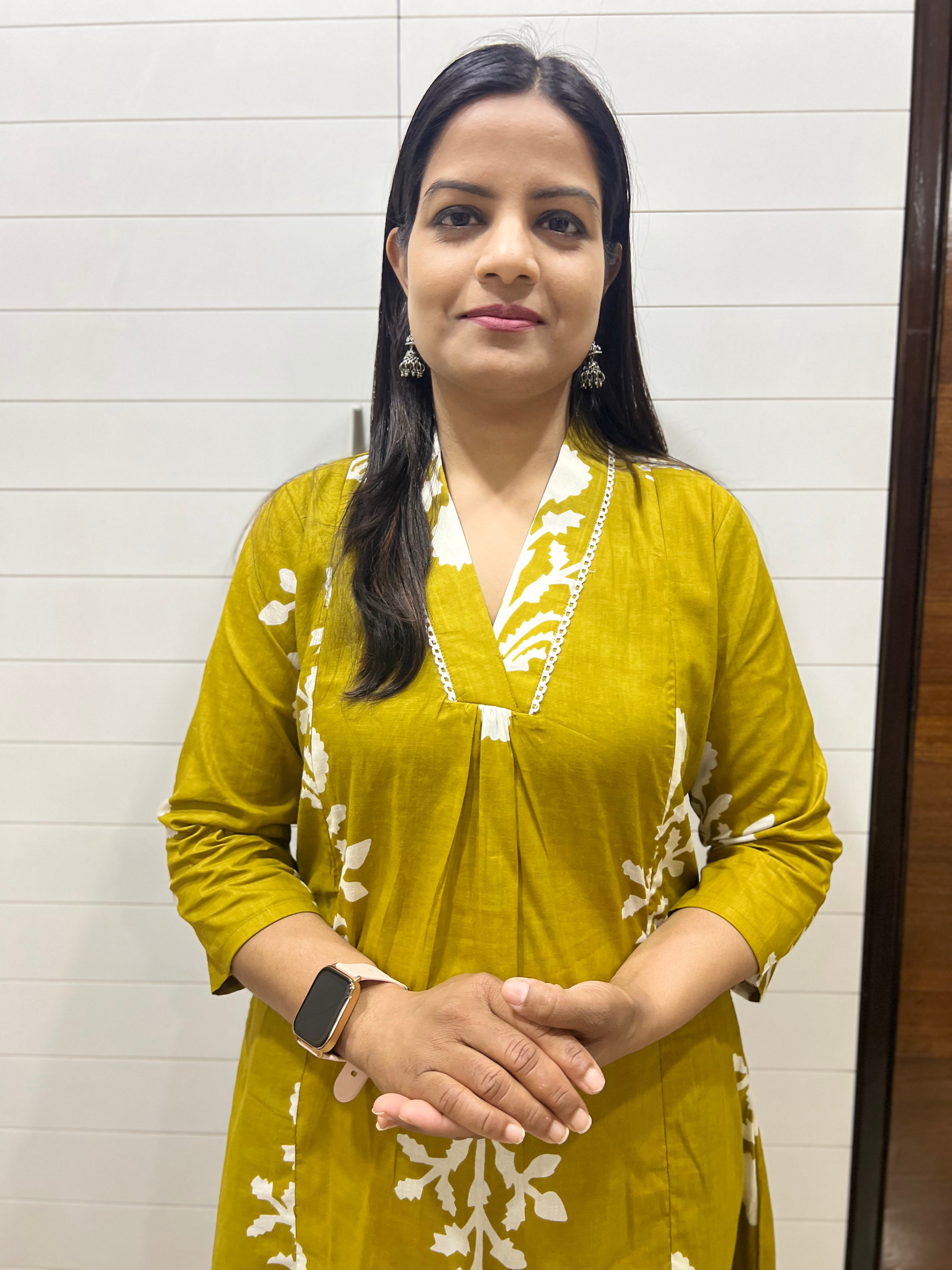 Mumzhug Mustard Pure Cotton Boota Print Flared Feeding Kurta and Pant Set