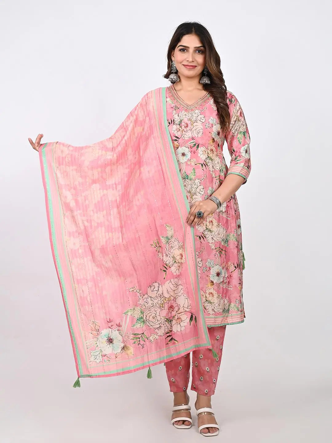 MODAL MASLIN FESTIVE KURTA PANT AND DUPATTA SET Kavita Gupta