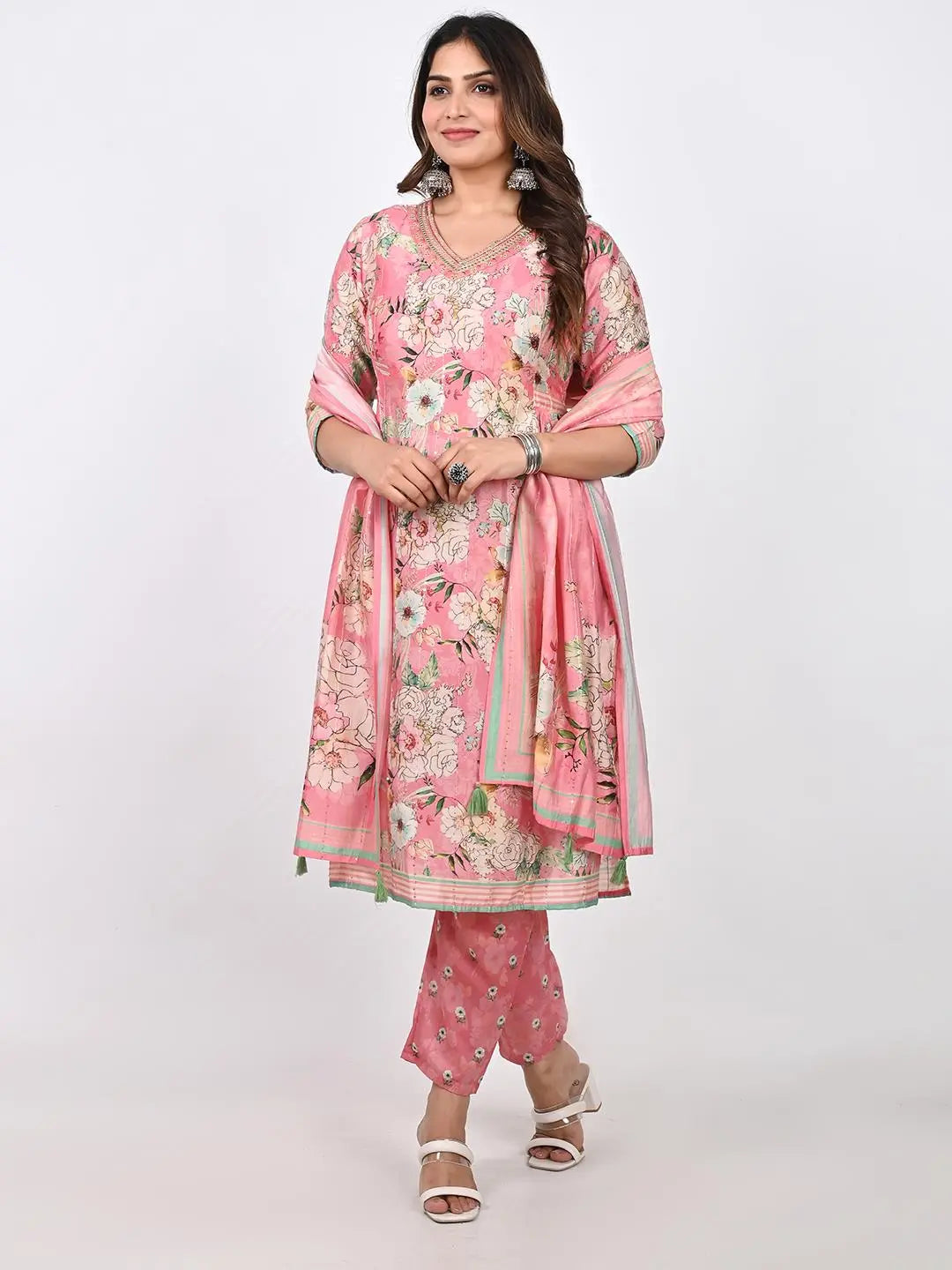 MODAL MASLIN FESTIVE KURTA PANT AND DUPATTA SET Kavita Gupta