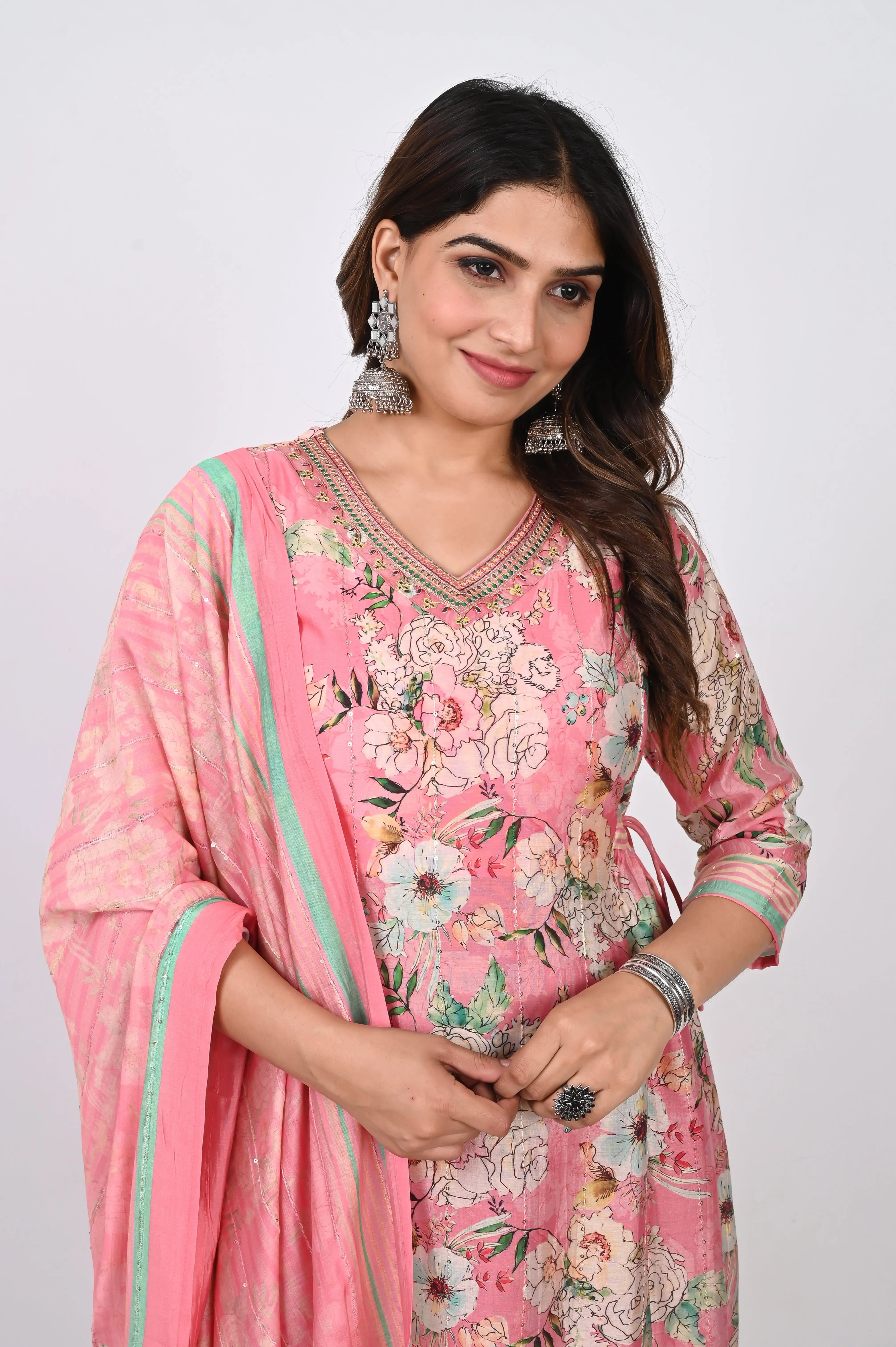 MUMZ-2492_PINK COTTON MASLIN FEEDING KURTA PANT AND DUPTTA SET mumzhug