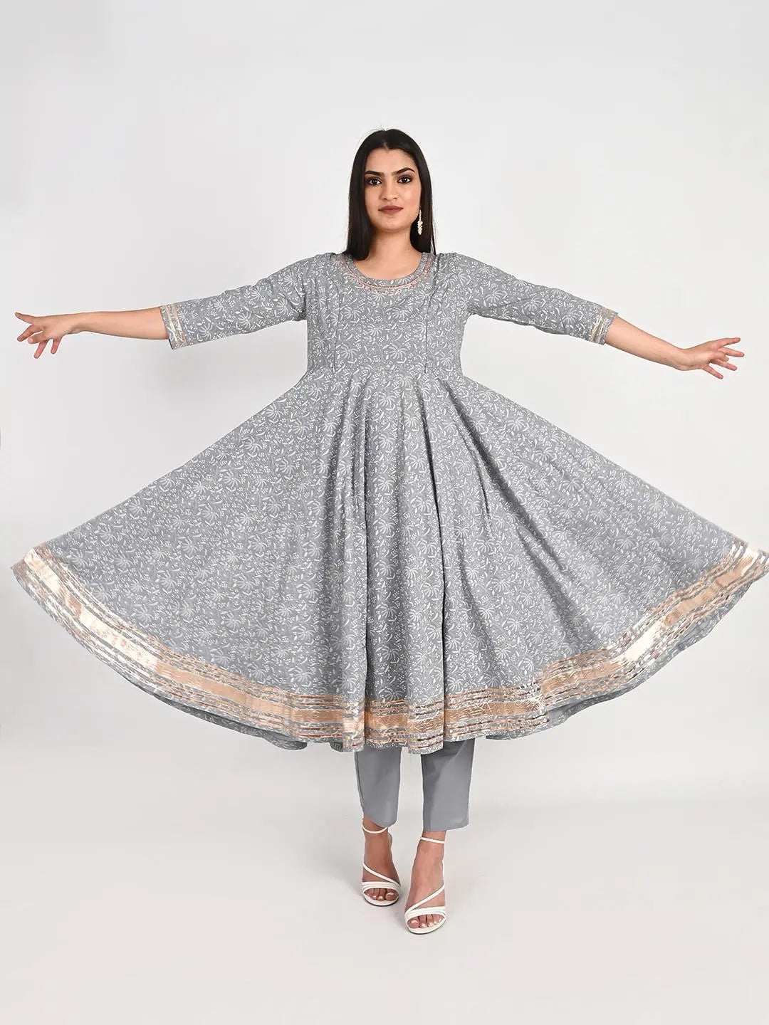 MUMZHUG Cotton Printed FLIAIRED Anarkali with Lining Attached, Pallazo and Dupatta for Feeding and Maternity Purpose mumzhug