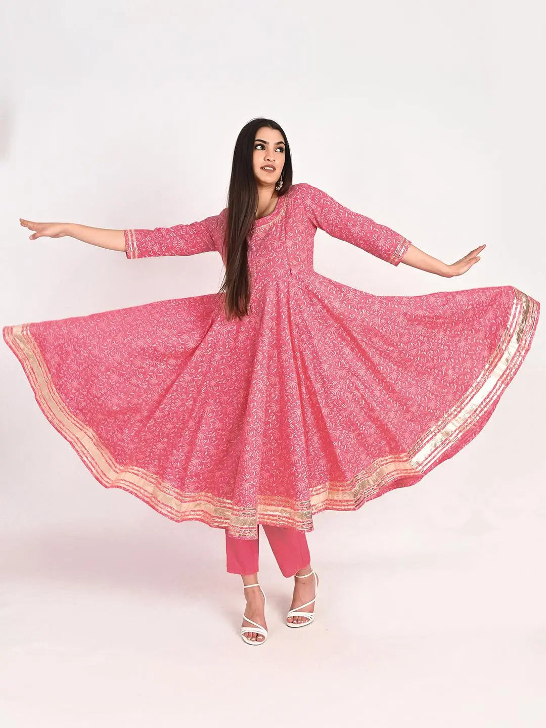 MUMZHUG Cotton Printed FLIAIRED Anarkali with Lining Attached, Pallazo and Dupatta for Feeding and Maternity Purpose mumzhug