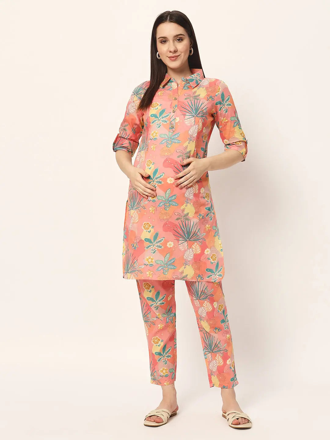 Mumzhug pure cotton printed kurta set for feeding and maternity purpose mumzhug