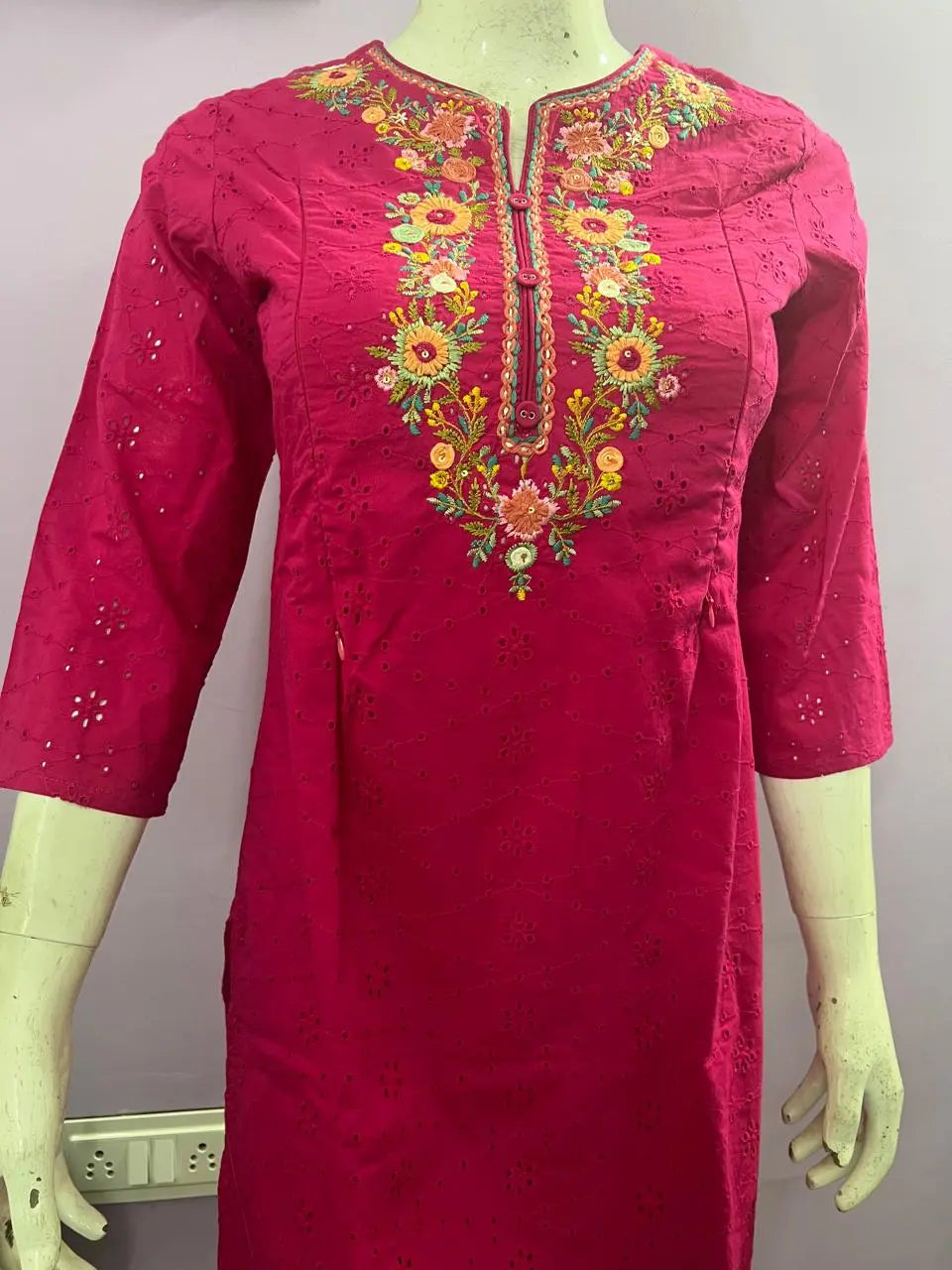 FUCHSIA SCHIFFLI EMBROIDED KURTA PANT AND DUPATTA SET FOR FEEDING PURPOSE  mumzhug  Feeding suit set