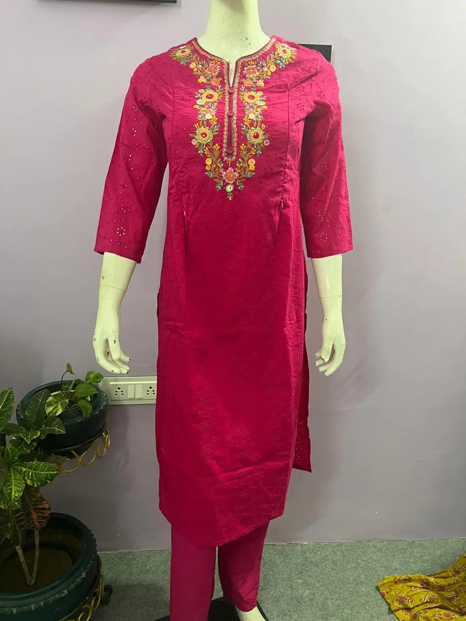 FUCHSIA SCHIFFLI EMBROIDED KURTA PANT AND DUPATTA SET FOR FEEDING PURPOSE  mumzhug  Feeding suit set