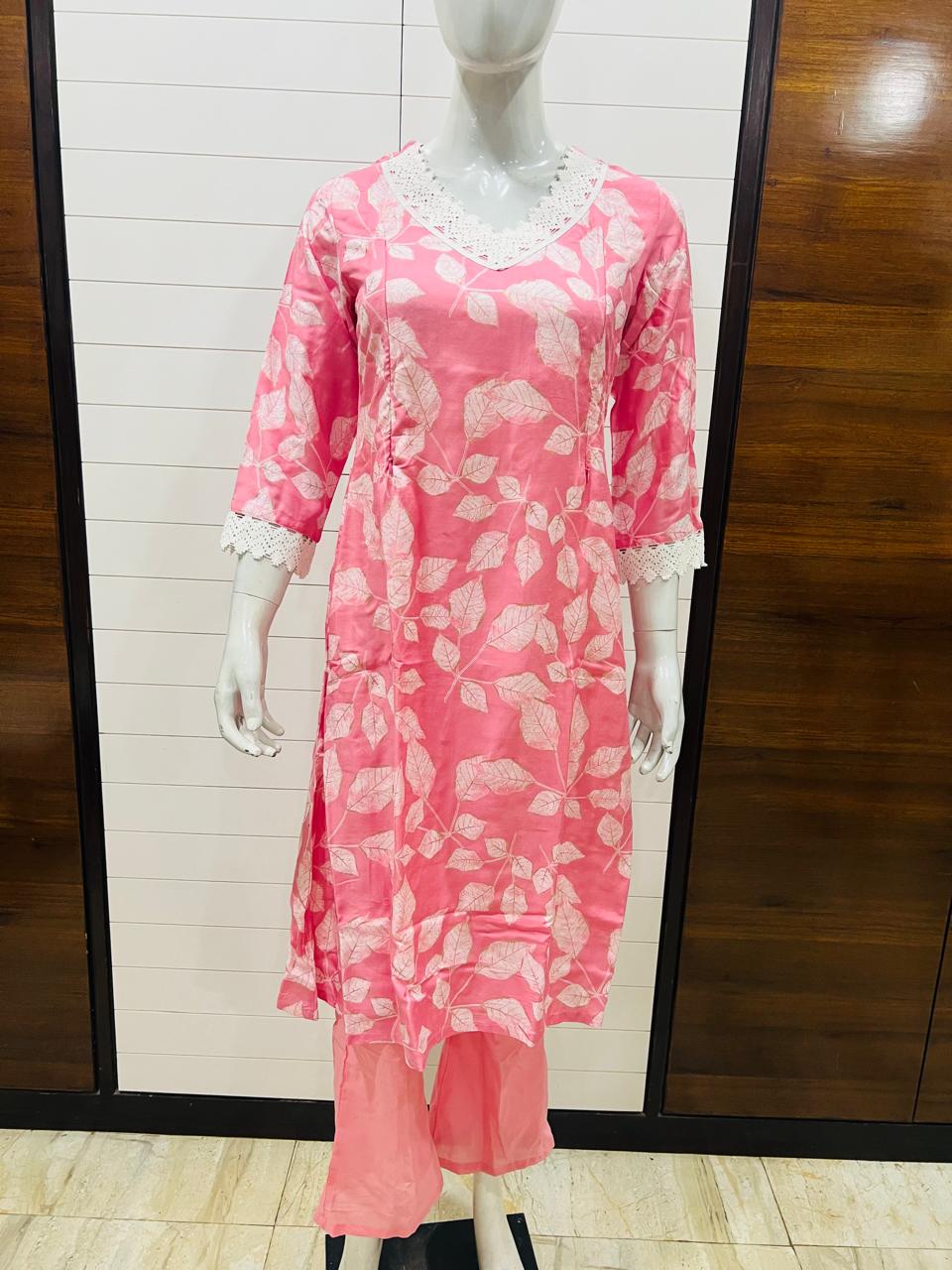 Maslin Cotton Cord Set With Feeding Zipper Embedded With Lace