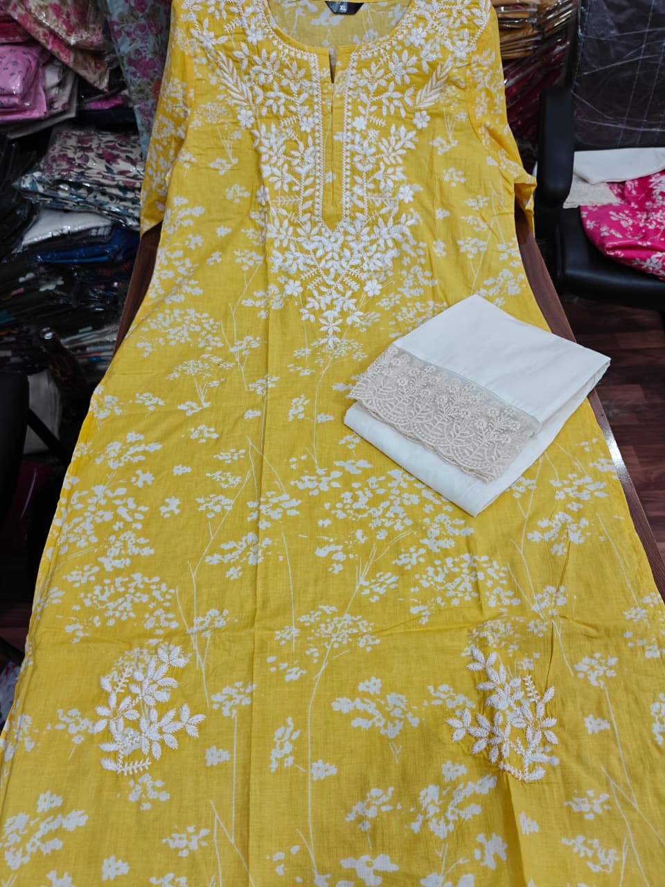 MUMZHUG Sunlit Bloom™ Pure Cotton Mustard Yellow Embroidered Feeding Kurta & Pant Set for Women | Soft Nursing Wear