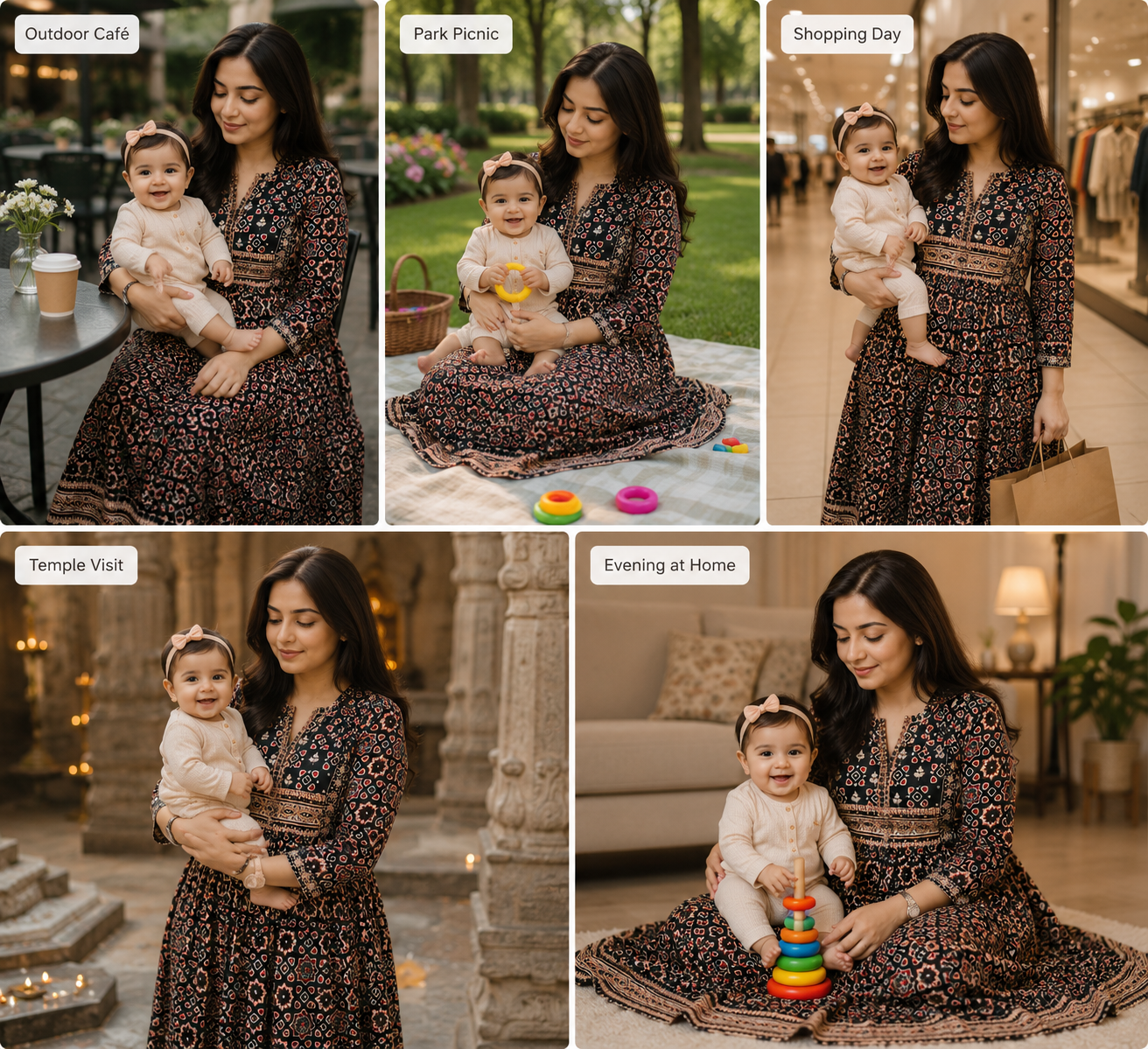 Mumzhug Midnight Bloom Black Pure Cotton Jaipuri Print Embroidered Feeding & Maternity Anarkali Set