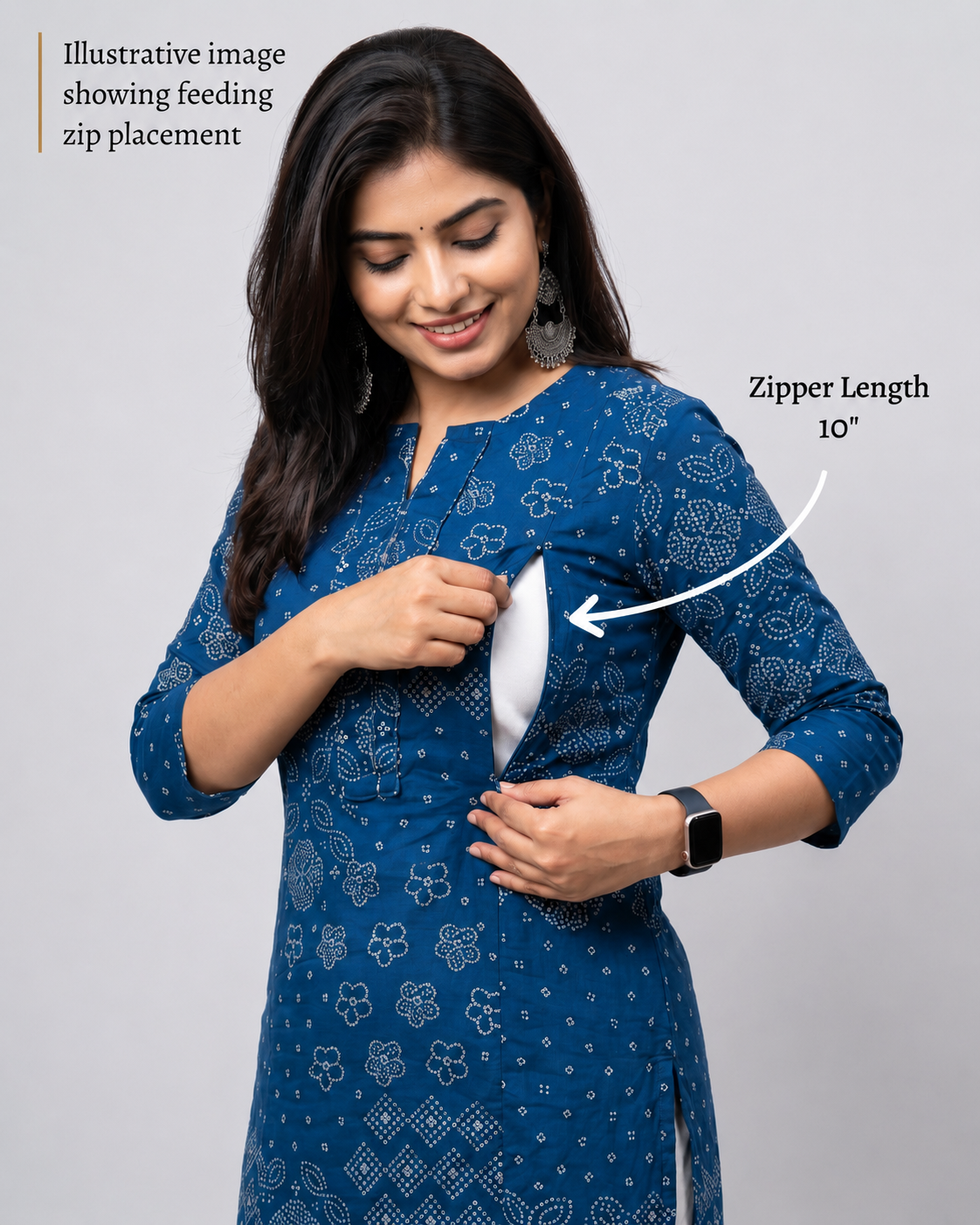 Mumzhug pure cotton blue feeding kurta