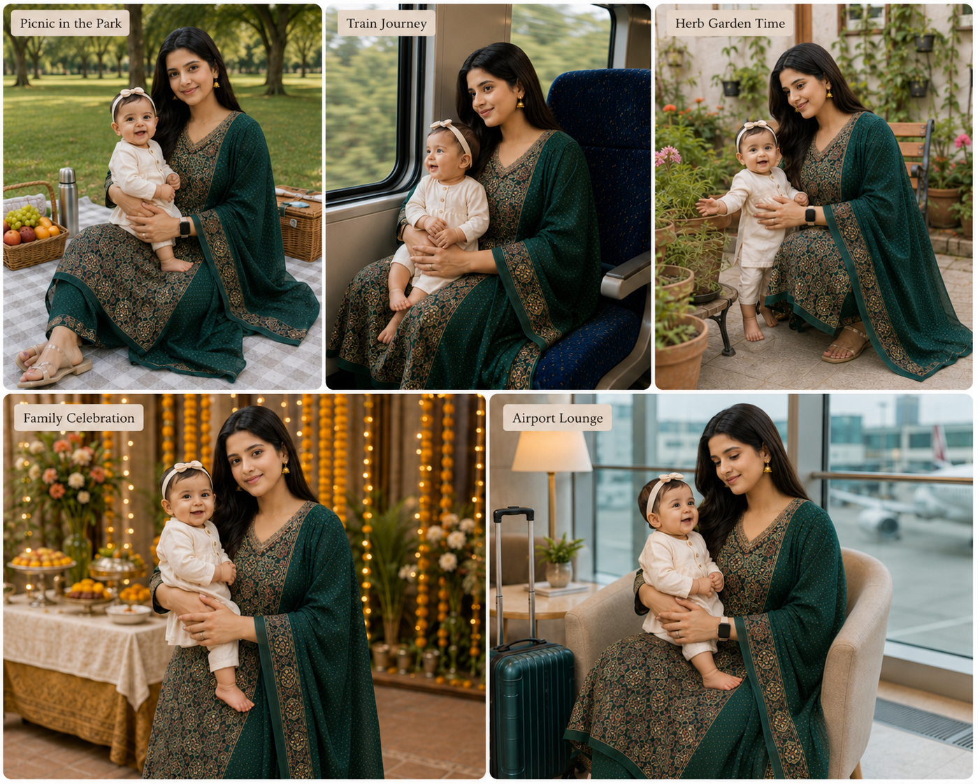 Mumzhug Pure Jaipuri Cotton Bottle Green Colored Feeding Kurta Pant and Dupatta Set-